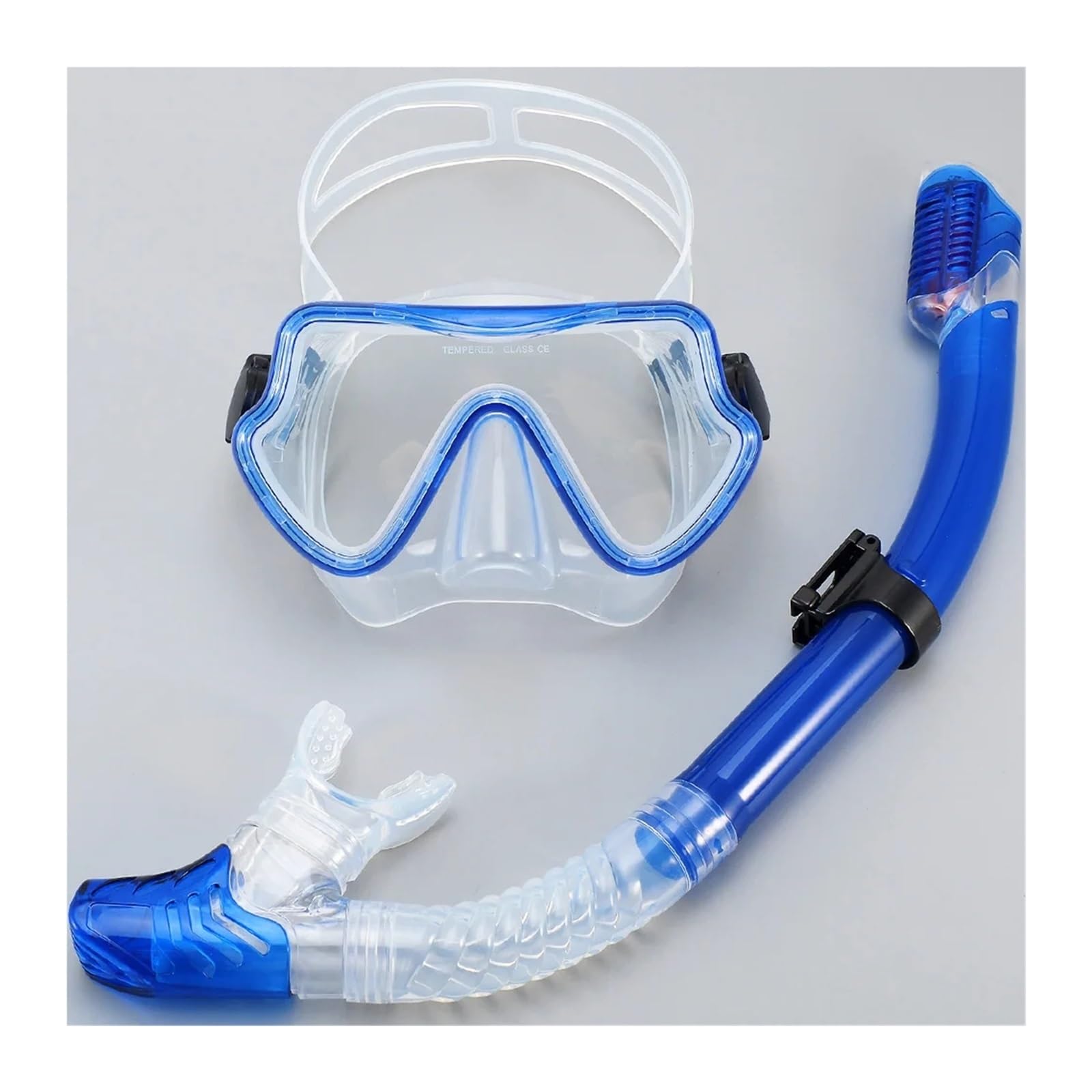 Kit de de Buceo Máscaras de Buceo, Equipo de Snorkel, Falda de Silicona para Adultos, Gafas antivaho, Equipo para Piscina Buceo(Blue Set)