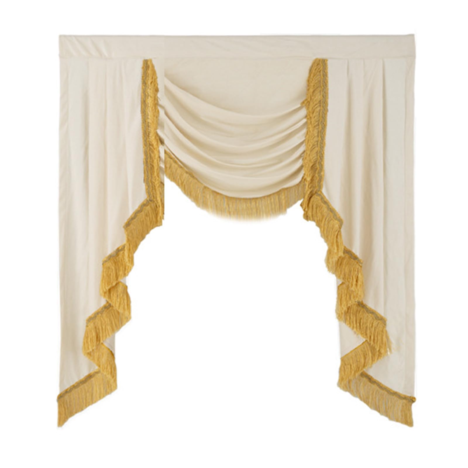 Buxuaaaa Heat Insulating Blackouts Valance Curtains with Embellished Tasseled Edges Wrinkles Resistant Drapes Modern Curtains