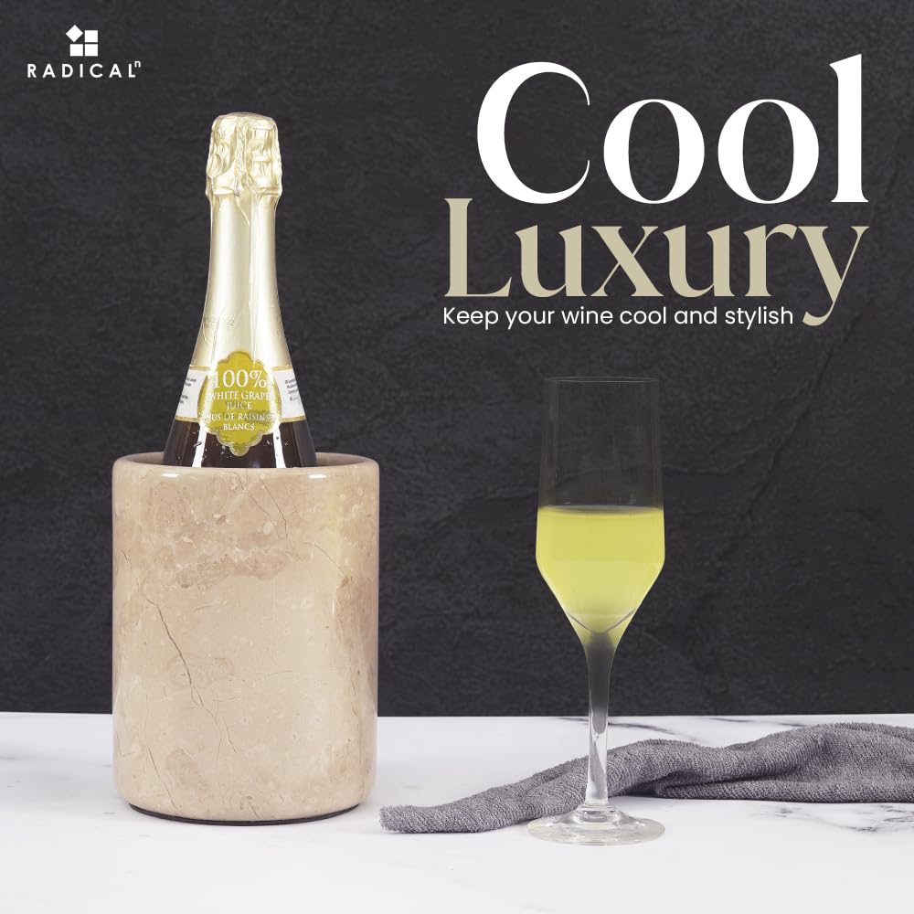 Radicaln Marble Wine Cooler Verona 6.5", Handmade Insulated Chiller for Champagne Wine & Beverages - Image 4