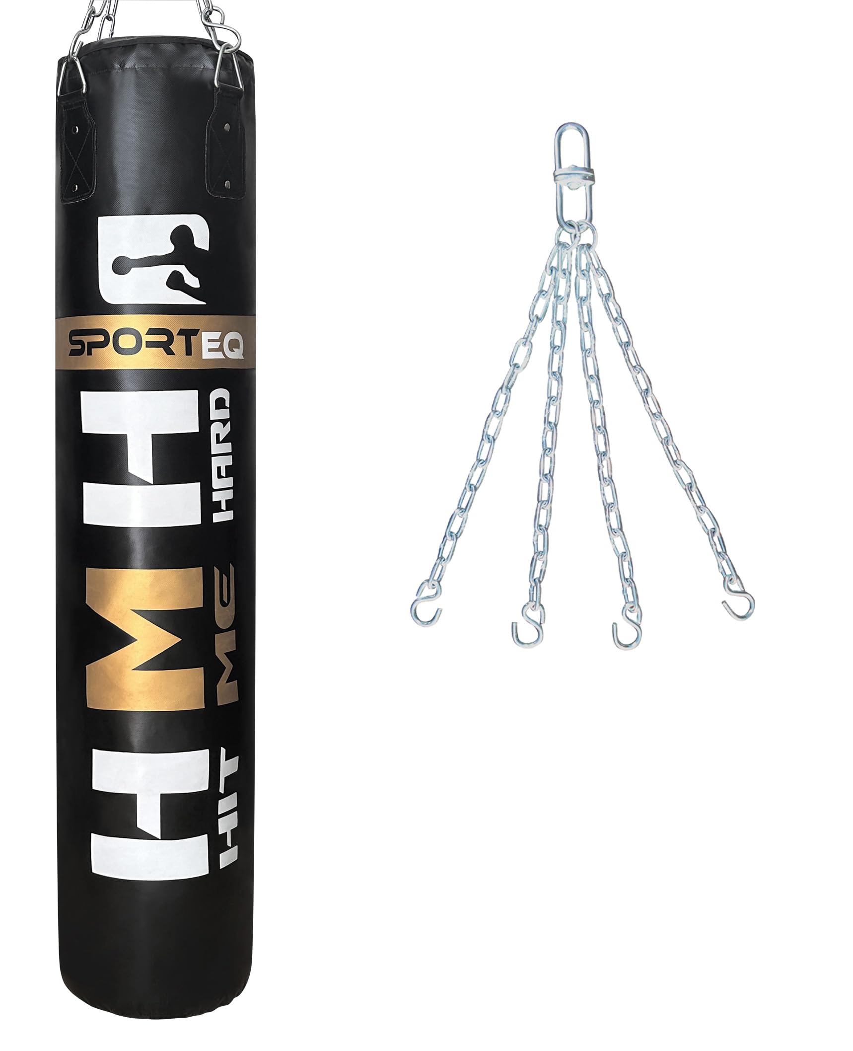 Sporteq HMH Heavy Filled Black Punch Bag Set for All Ages & Genders | Boxing, Martial Arts, Home & Commercial Gym Use