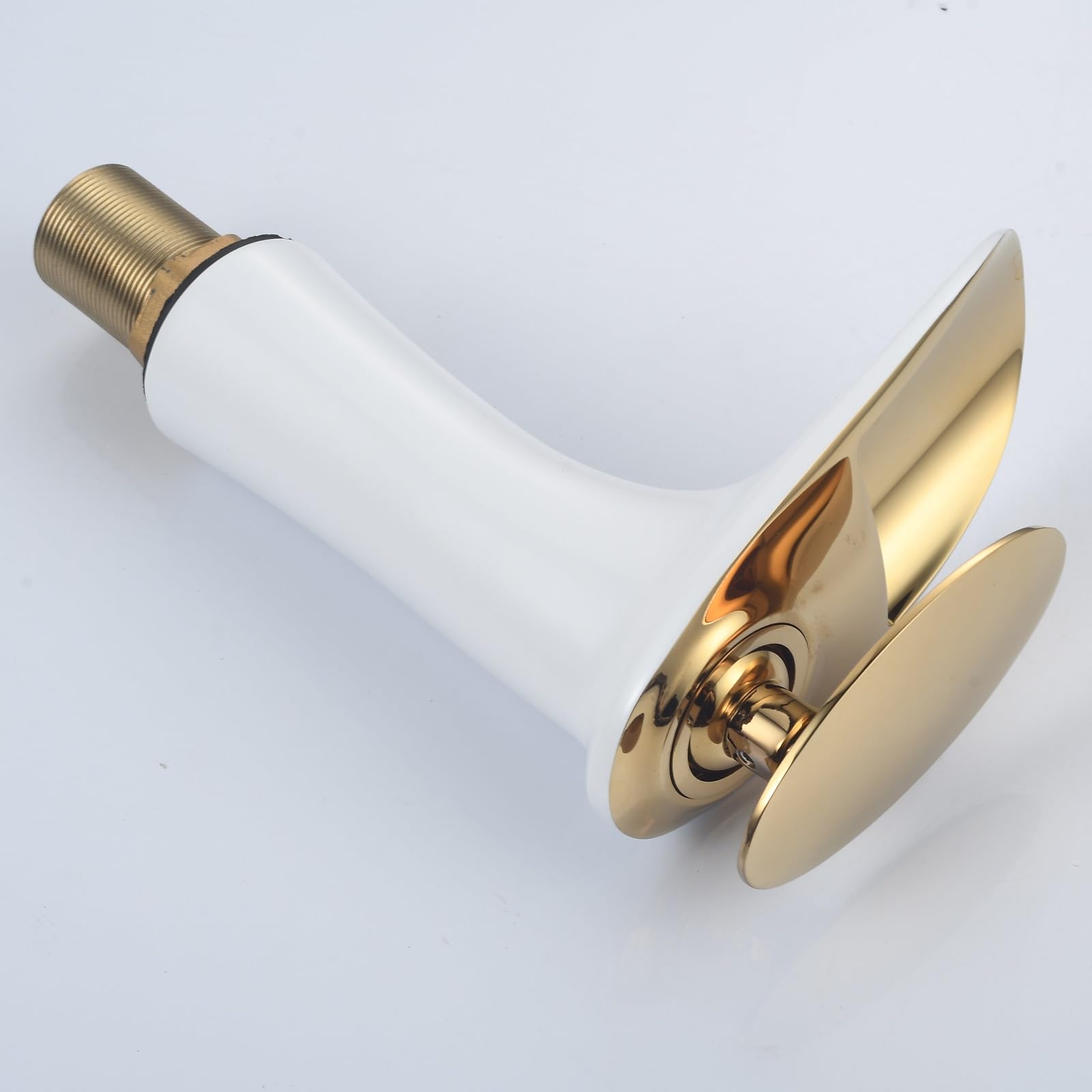 Rubinetto Lavabo Bagno Monoforo Bianco/Oro - Miscelatore Singola Maniglia, Ottone Massiccio - Foto 6