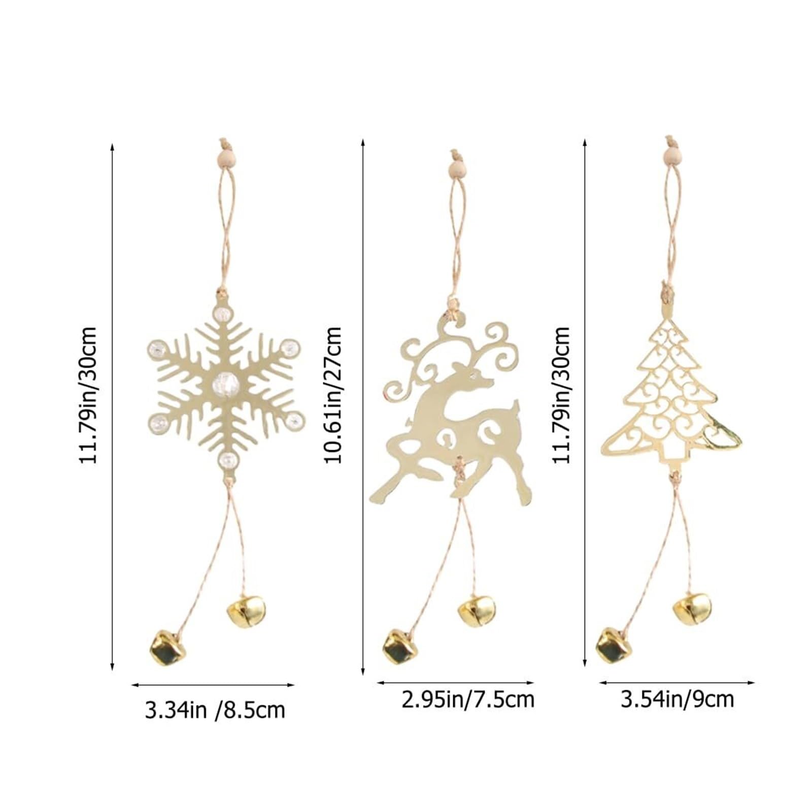 Campanelle Natale 6 Pezzi Albero di Natale Ornamento da Appendere in Metallo Fiocco Neve Campane Cervo Pendenti Decorazioni