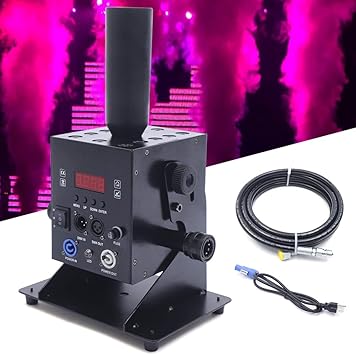 250W CO2 Jet Machine with Colorful LED Lights Effect, LED Air Column CO2 Jet Fogger DJ CO2 Machine DMX Control Cannon Smoke Machine with 6m Hose for Stage Wedding Party Effect