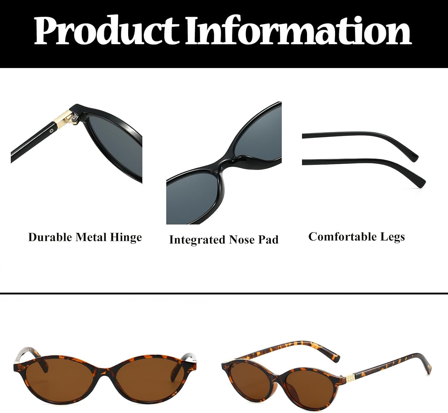 LJCZKA Retro Oval Sunglasses for Women Men 90s Small Oval Sun Glasses Trendy Vintage Y2K Cat Eye Shades UV400 Protection - Image 5