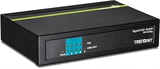 TRENDnet 5-Port Gigabit PoE+ Switch, 31 W PoE Budget, 10 Gbps Switching Capacity, Data & Power Through Ethernet To PoE Access Points And IP Cameras, Full & Half Duplex, Black, TPE-TG50g