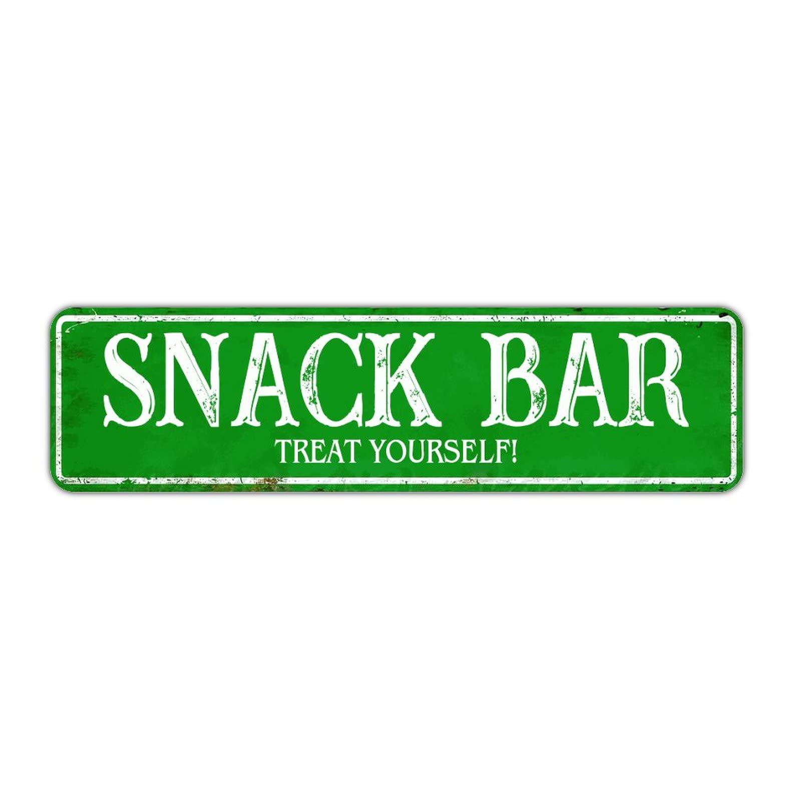 SNACK BAR TREAT YOURSELF Street Road Signs Aluminum Metal Door Yard Sign 4x16 Inch Decor For Man Cave Home Indoor Outdoor Business