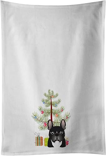 Caroline's Treasures BB1599WTKT - Juego de 2 toallas de cocina con árbol de Navidad y bulldog francés, color blanco Caroline's Treasures BB1599WTKT - Juego de 2 toallas de cocina con árbol de Navidad y bulldog francés, color blanco