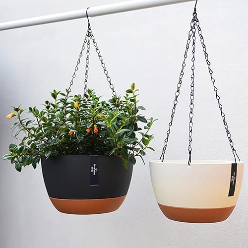 Miniatura 4 de COGINQUS Juego de macetas colgantes, 3 macetas colgantes con agujero de drenaje, cesta extraíble para interiores y exteriores, jardín, hierbas,