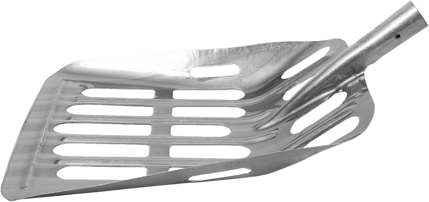 Uonlytech Corn Grain Scoop Shovel with Hollow Steel Blade, Small Portable Agricultural Garden Tool for Sifting and Collecting Maize, Farm and Orchard Use