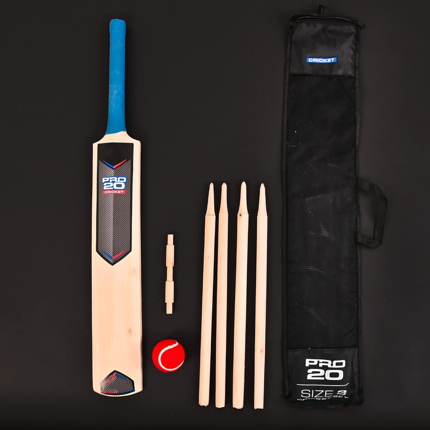 Unibos UN Cricket Set And Rounder Set With Mesh Carry Bag Outdoor Garden Games Fun for All the Family Suitable For Both Kids Adults To Use Camping and Holiday (SIZE 3 CRICKETS)