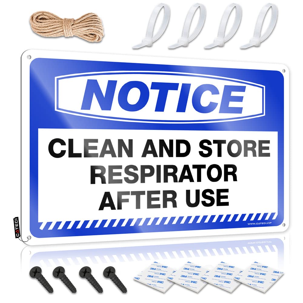 IBWNBBUSN Coffee Tin Sign Notice Clean And Store Respirator After Use Tin Sign Personalized Man Cave Sign Signs For Man Cave(20X30CM)