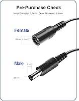 Vista 2 de Paquete de 4 cables de extensión de alimentación VOLTKARE de 12 V CC, conectores macho a hembra de 0.217 x 0.083 in, cable adaptador de corriente