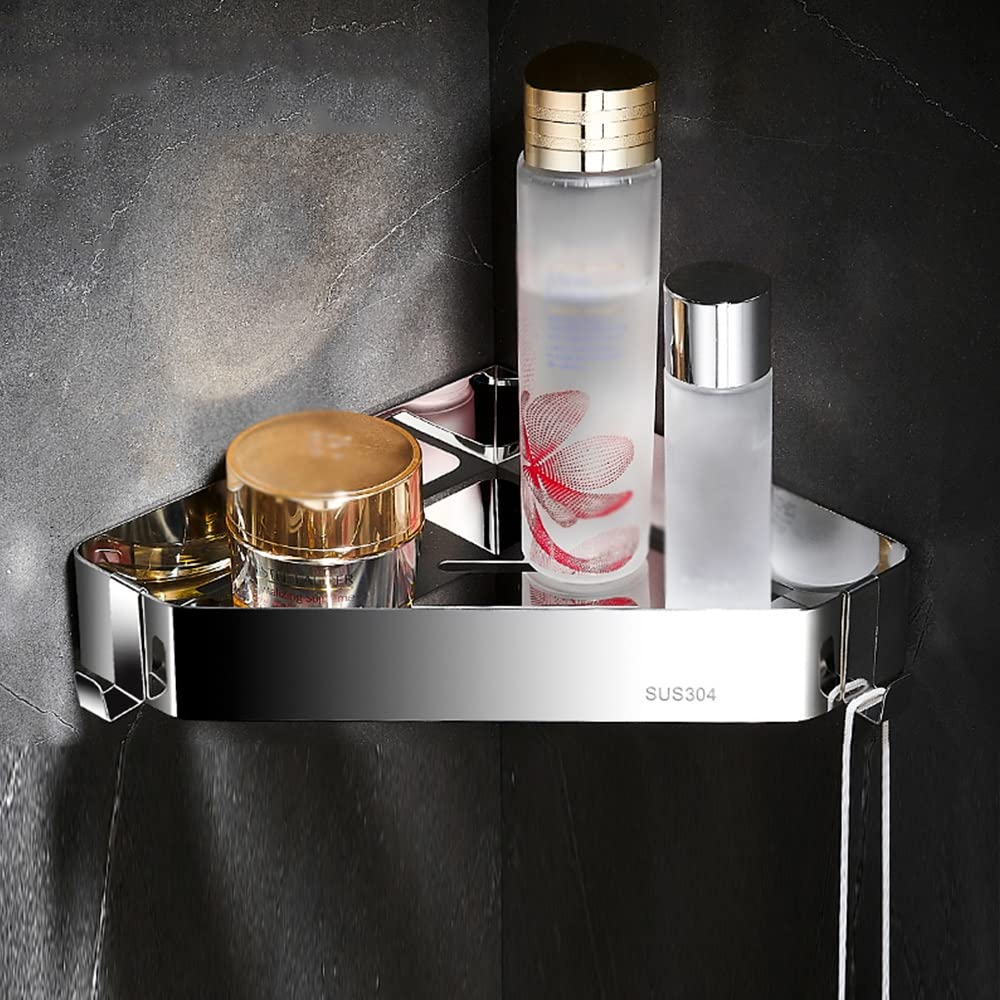 Étagères d'angle et caddy de douche rangement mural de cuisine antirouille argent