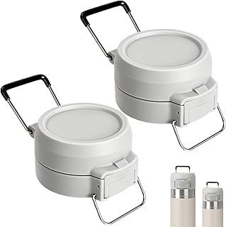 2Pcs Lid Replacement for Stanley Quick Flip GO, Cover Cap for Stanley Quick 24oz/36oz, BPA-Free Push Button, Leakproof Flip GO Lid with Carry Loop for Travel/Sports, No Spill Reuse Top, Gray Gray