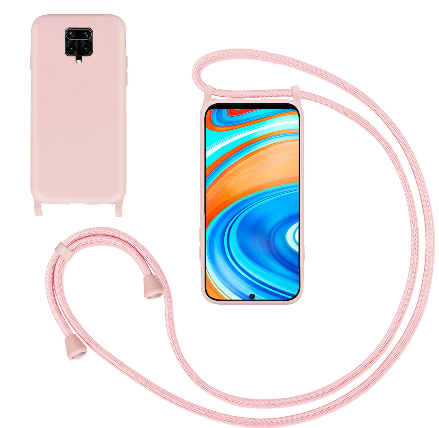 Collana Per Cellulare Moex Per Xiaomi Redmi Note 9S – Custodia Silicone Con Cinturino Regolabile, Oro