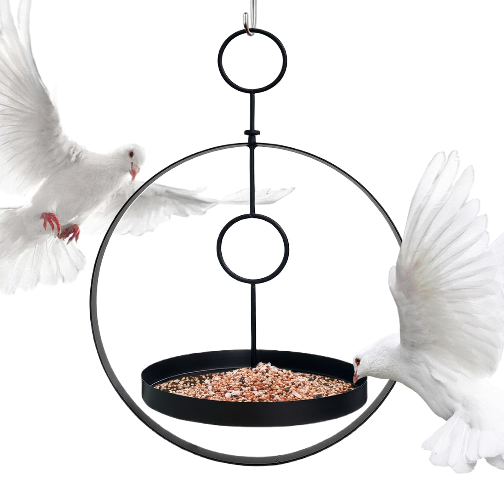 Futterspender für Wildvögel & Kleine Vögel (Finken) | Wetterfestes Metallring-Design | Für Innen/Outdoor, Garten, Terrasse, Haustiervoliere