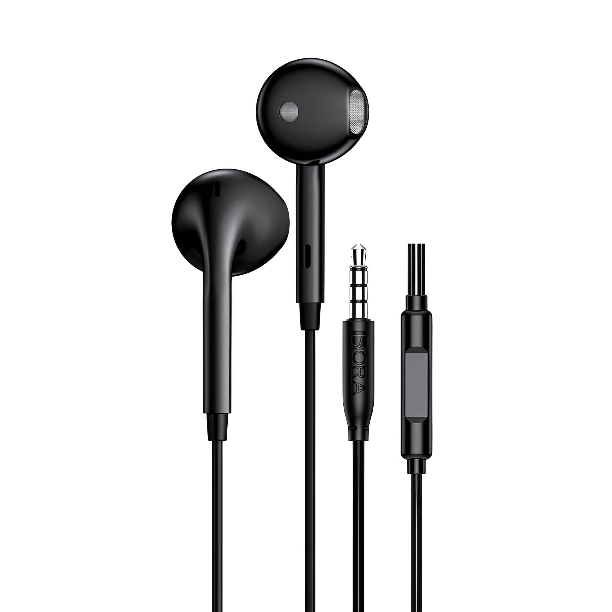 Fone de Ouvido 1Hora, Fone de Ouvido Intra-Auricular Conector 3.5mm, Cabo 1,2Metros Preto