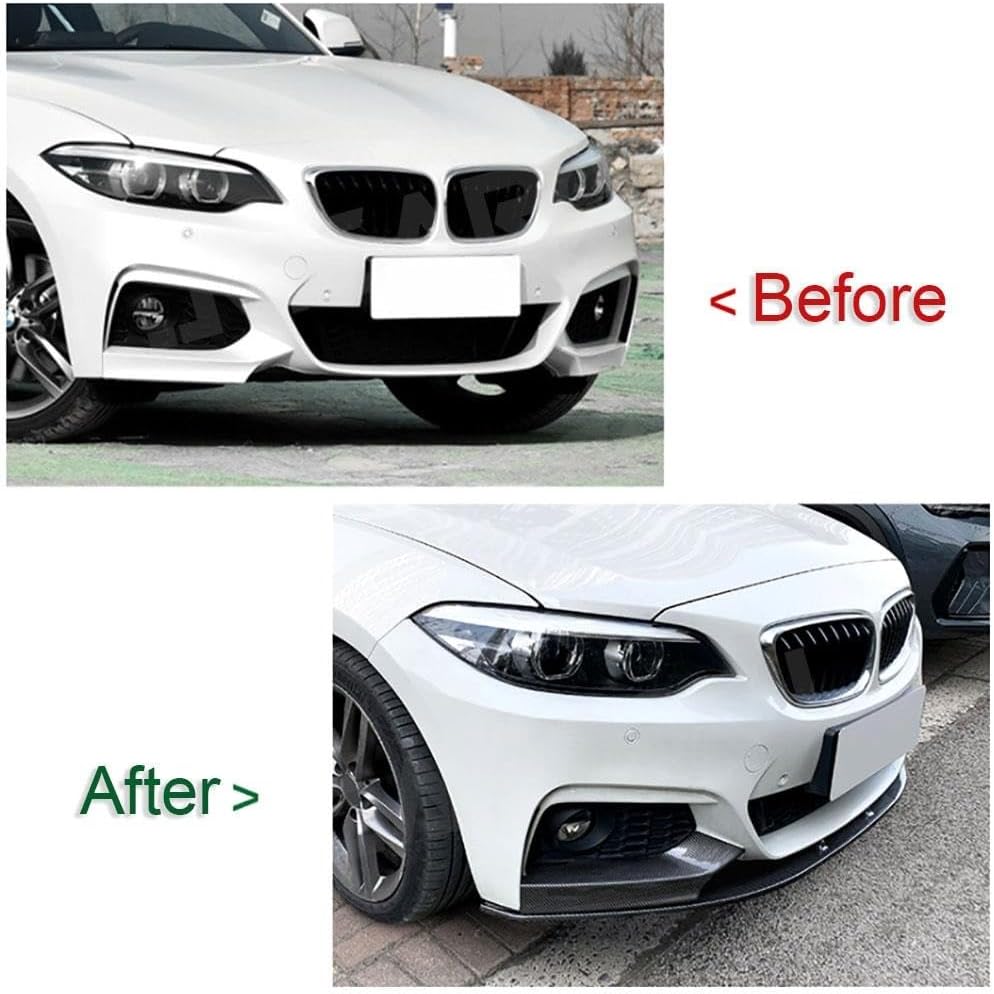 SHOTOF カーボンルック車のフロントバンパーリップあごスポイラーサイドスプリッター For B&amp;MW 2 シリーズ F2