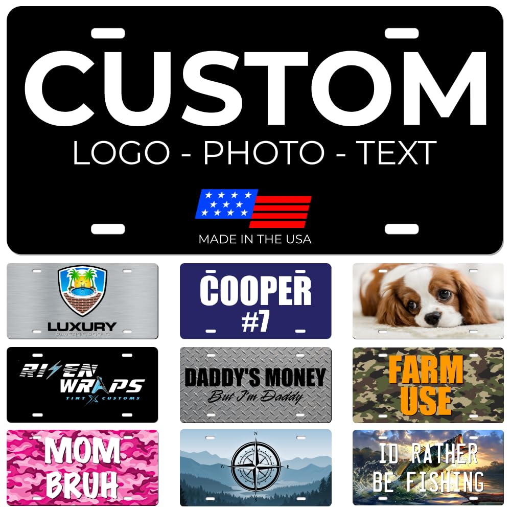 Personalized Custom Vanity License Plate for Cars Trucks - Decorative Novelty Auto Accessory for Garage Bar or Home
