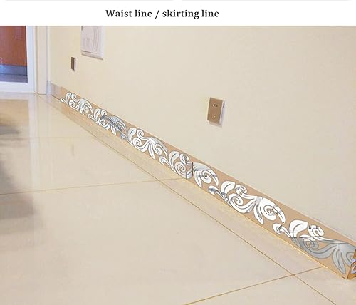 Miniatura 4 de MEYA Juego de 10 calcomanías de pared con espejo, acrílico 3D, para el zócalo del techo, patrón de cintura, bordes decorativos del techo