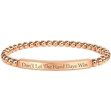 Dont Let the Hard Days Win Bracelet for Women, Inspirational Beaded Bracelet with 18K Gold Plated Stainless Steel Engraved Bar, Strength and Encouragement Jewelry, Meaningful Gift for Mom Daughter Sister Friend