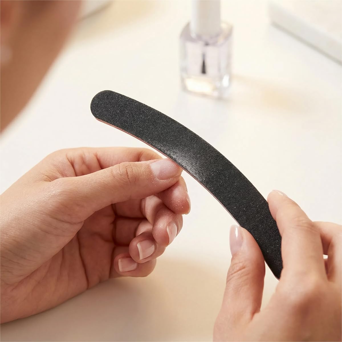 10PCS Curved Professional Washable Nail Buffering Files Rounded End Manicure Pedicure Tool Double Sided Emery Board 100/180 Grit Nail Art Care Buffing Buffer Sanding Files
