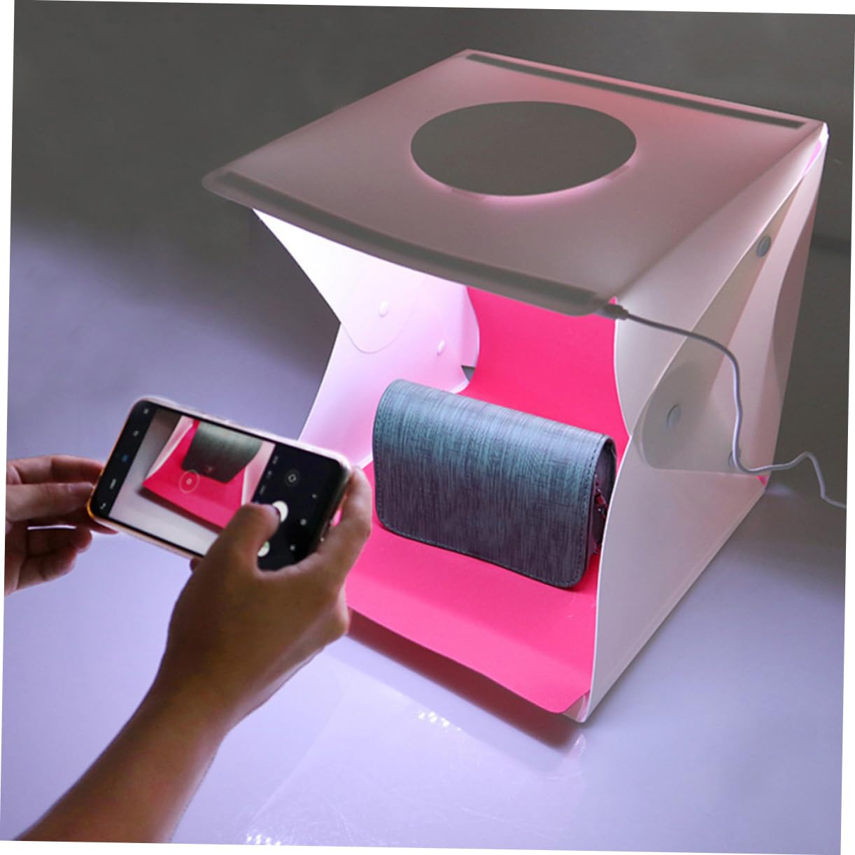 Uonlytech Portátil Plegable de 40cm para Fotografía de Productos Luz LED White y Diseño de Plástico para Estudio Fotográfico