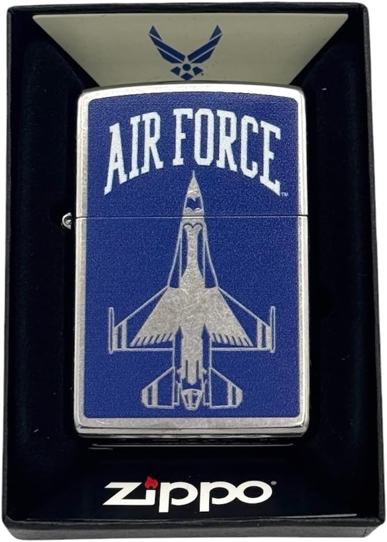 Personalized Zippo US Army Airborne Air Force Lighter Classic - Engraving (Blue)