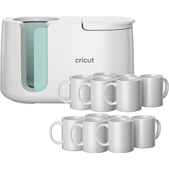 Cricut Mug Press Starter Set - Includes Mug Heat Press and 12 Empty Ceramic Mugs White 12 oz
