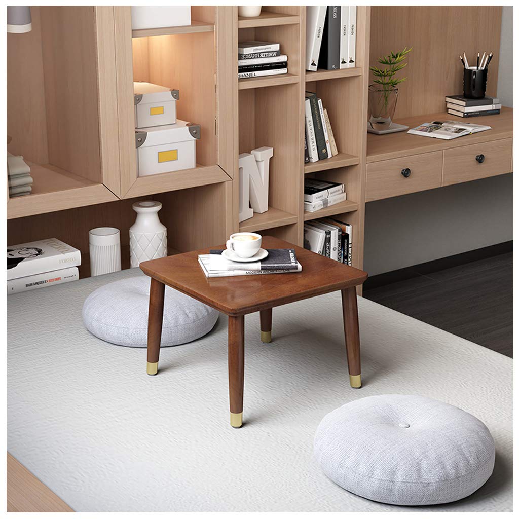 Niedriger Tisch, einfacher Mitteltisch, Couchtisch, Massivholz, Schreibtisch, Schreibtisch, Teetisch mit rutschfestem Fußpolster, allein leben, modische Verwendung, Naturweiß/#2/40 cm * 40 cm, Feito