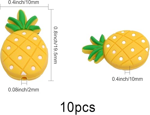 Miniatura 2 de CHGCRAFT 10 cuentas de silicona en forma de piña para collares, pulseras, llaveros para hacer manualidades hechas a mano, color dorado