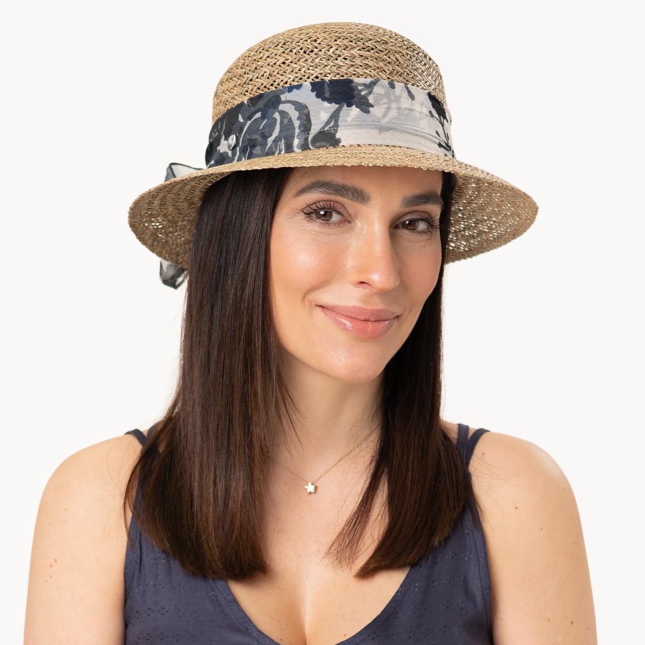 Lierys Chapeau Seagrass avec Bande en Tissu Femme - Made in Italy de Soleil D'Ete Plage Ete Printemps-ete