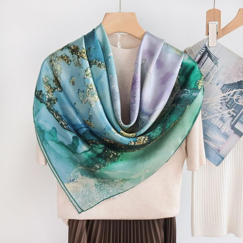 ANDANTINO 100% Silk Scarf 43" Large Square Lightweight Headscarf& Shawl–Women Hair Wraps-With Gift Packed - Image 4