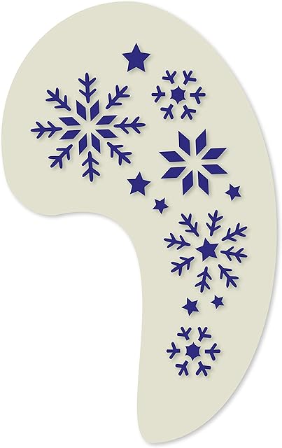 Fancy Schmancy Frozen Snowflakes Face Painting Crafting Card Making Stencil Approx 12cm x 8cm Washable and Reusable, translucent white