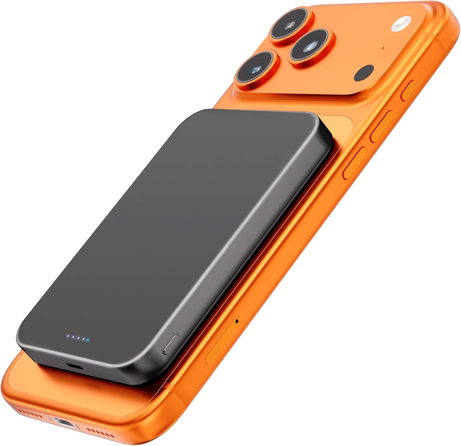Kstime Banco de energía magnético, 10000 mAh, 14 mm, diseño de titanio ultrafino, PD20W, cargador portátil inalámbrico con entrada y salida USB-C, compatible con iPhone 17/16/15/14/13/12 (gris)