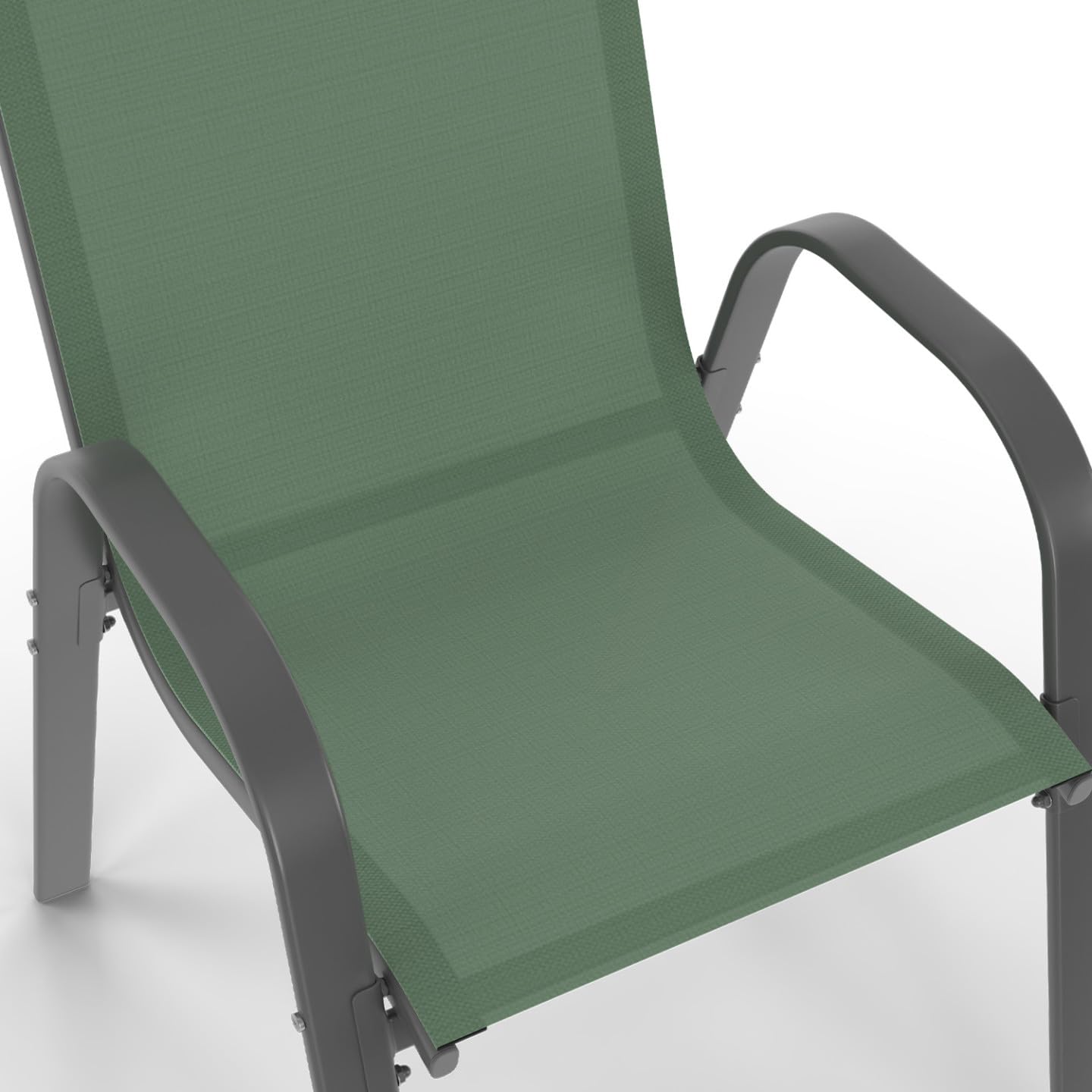 IDMarket - Lot de 6 chaises de Jardin LYMA métal et textilène empilables Vert Olive et Gris