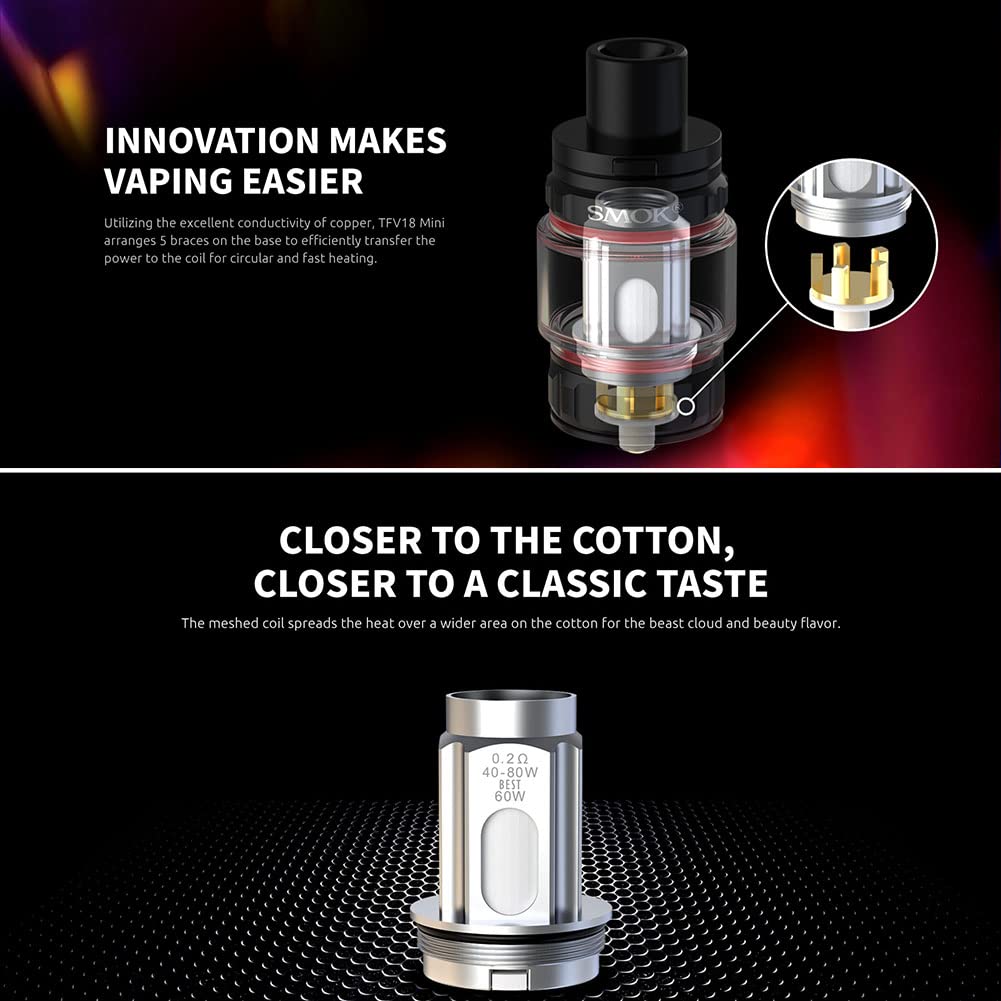 SMOK G-PRIV 4 Kit | 230 W G Priv 4 Mod mit Vollfarb-Touchscreen-Mod und 6,5 ml TFV 18 Mini Tank V18 Mini Coils V9 Mesh Coil Ohne Nikotin (Rot)