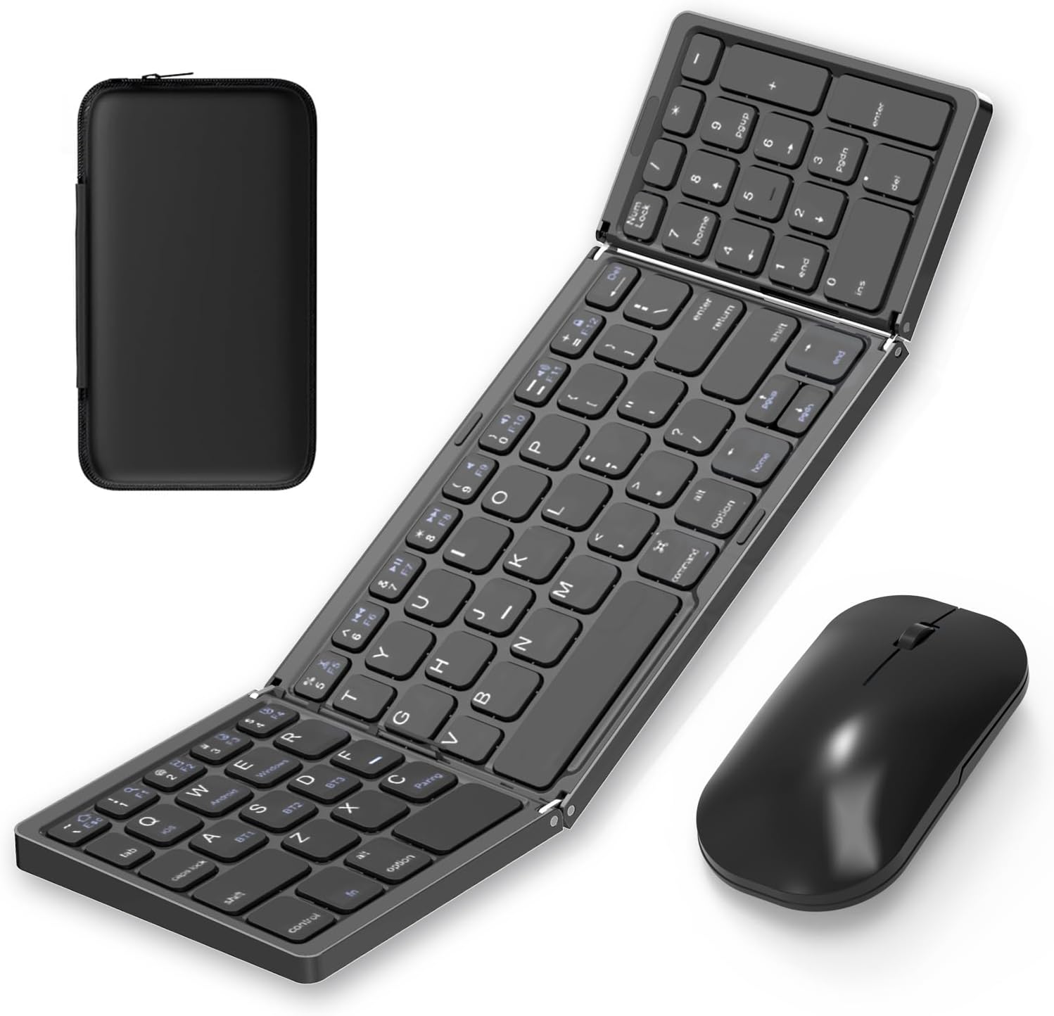 Amazon.co.jp: Bluetooth キーボード 折り畳み式 ワイヤレス キーボード マウスセット テンキー付き ipad ...