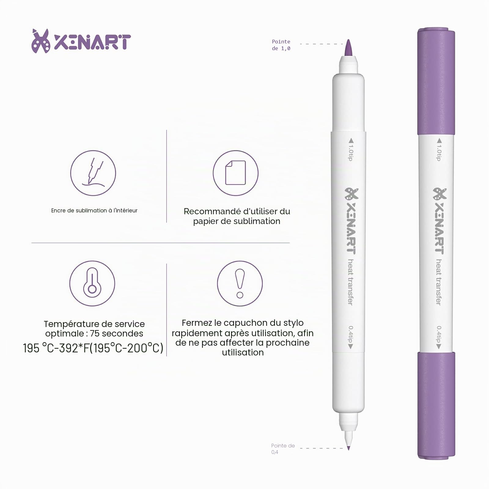 XINART Cricut Joy/Joy Xtra Lot de 36 stylos à encre de sublimation à double pointe compatibles avec les stylos Cricut Mug Press/Infusible Heat Press Projets (pointe 0,4 et pointe de 1,0)