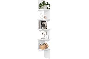Greenco 5 Tier Corner Shelves - Space-Saving Corner Bookshelf for Home and Office