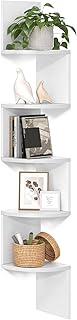 VASAGLE Corner Shelf Wall Mount, 5-Tier Floating Corner Bookshelf, Plant...