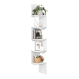 VASAGLE Corner Shelf Wall Mount, 5-Tier Floating Corner Bookshelf, Plant Shelf for Bedroom, Living Room, Bathroom, Home Office, Cloud White