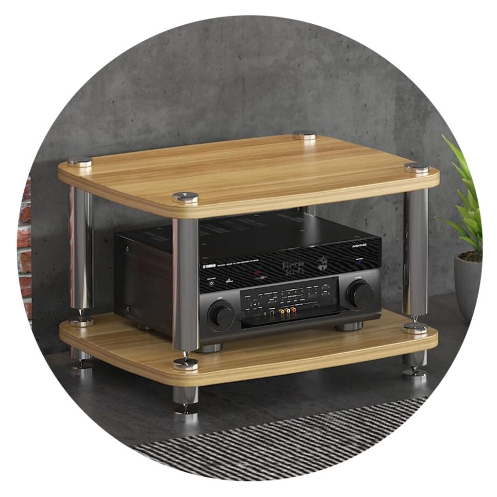 1/2/3/4-Layer HIFI Audio Cabinet Streaming Devices Cabinet Audio Rack With Shock-absorbing Feet- Audio Video Components (Color : Wood color, Size : 60 * 48 * 38cm(2Tier))
