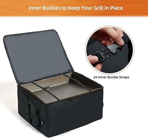 Miniatura 3 de Bolsa de transporte acolchada para parrilla Blackstone de 22 pulgadas sin capucha, 600D resistente al agua al aire libre, bolsa de transporte para