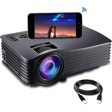 Amazon Co Jp プロジェクター Iphone Androidスマホでワイヤレス投写できる 小型ledプロジェクター 00lm 1080pフルhd対応 台形歪み補正機能付き Hdmiケーブル付き ブラック パソコン 周辺機器