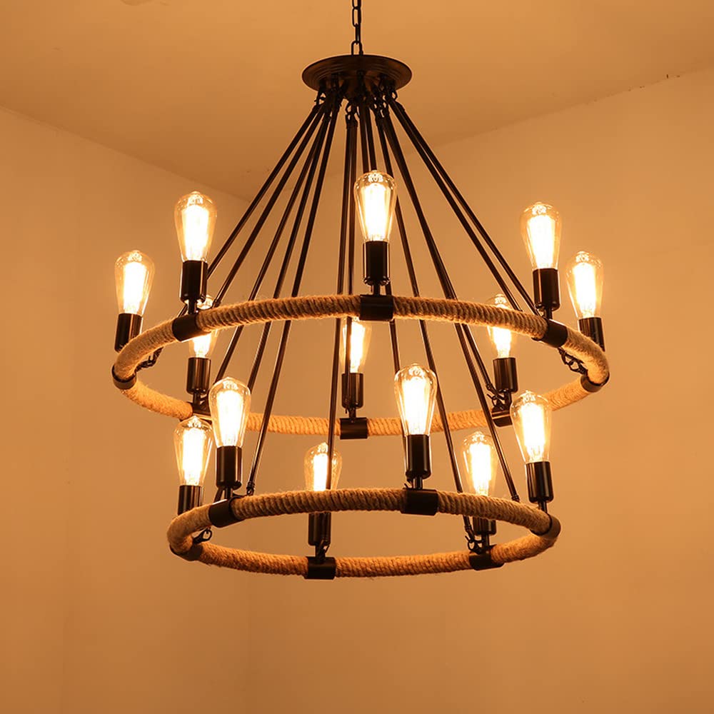 Luminaire de salon pour hauts plafonds lustre roue de chariot contre les zones d'ombre
