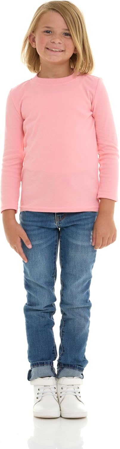 Cudlie 5-Pack Toddler Girls’ Solid Long Sleeve Tees– Five Timeless Cotton Blend Crewnecks in Rich, Modern, Elevated Colors