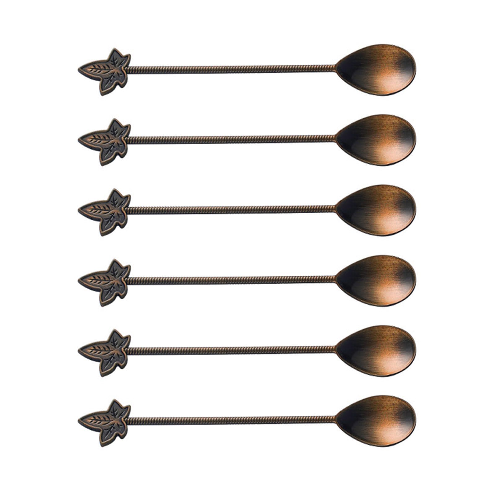 MALSSE Of 6 Nature Inspired Shape Stirring Spoons Kirsite Construction Easy to Clean for Home and Party Use Maples Leaves Stirrer