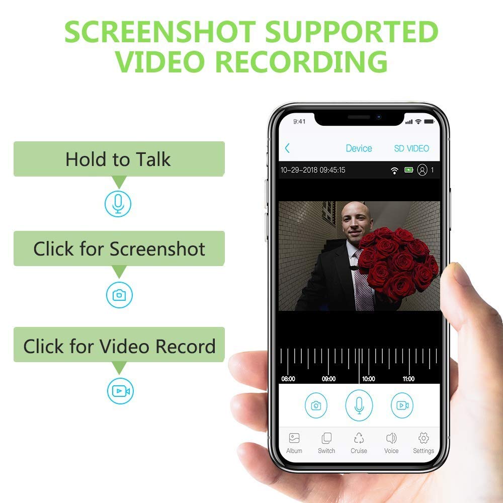 Videocitofono, Video Campanello Wi-Fi, Casa Allarme Smart, 1080P HD Audio Bidirezionale, Peephole Door Camera 166 Gradi grandangolare, Sensore di Movimento Adatto a Famiglie, Hotel