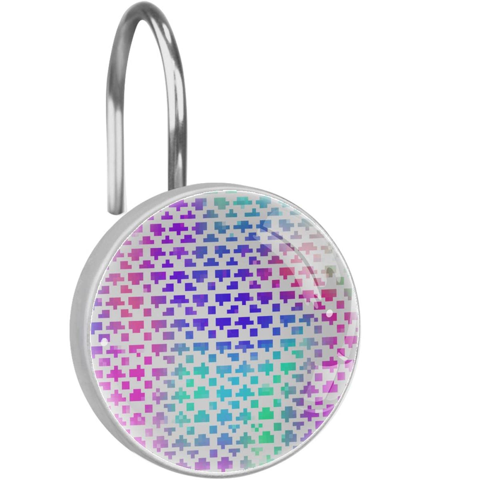 Anneaux de rideau de douche en acier inoxydable lot de 12 crochets écailles colorées